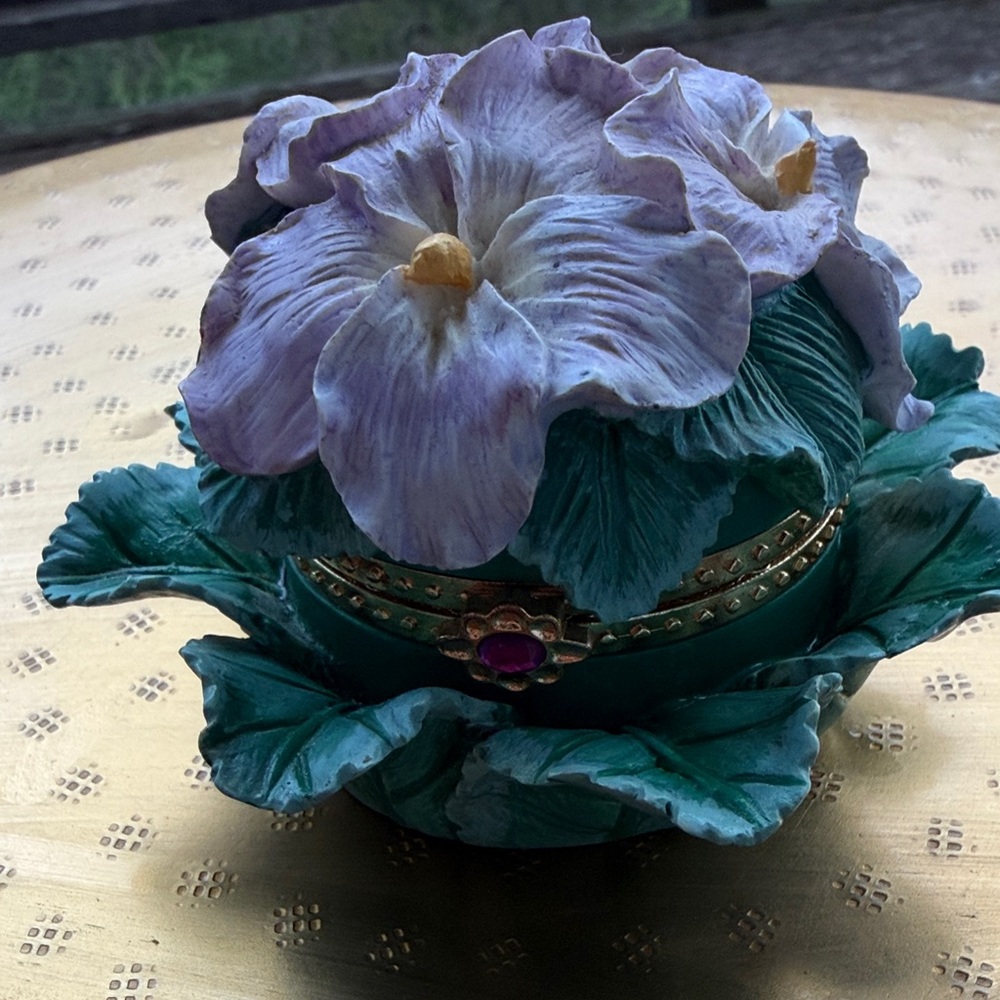 Vintage Violet floral  Trinket Box
